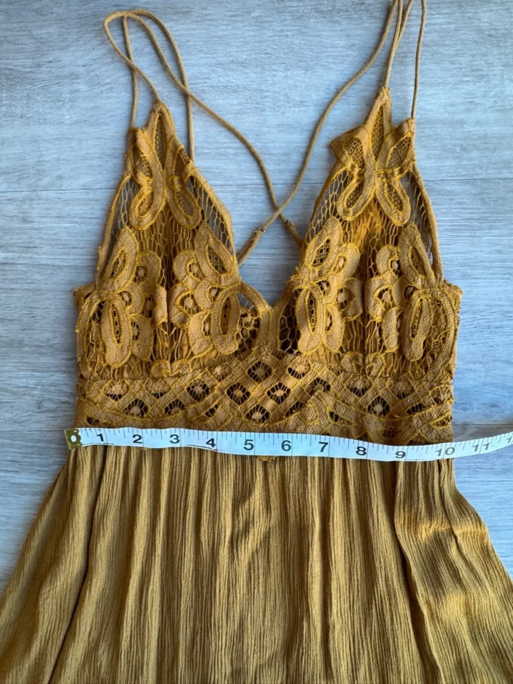 Free People Womens Adella Slip Dress Golden Yellow Lace Fairy Dress XS - Picture 7 of 11